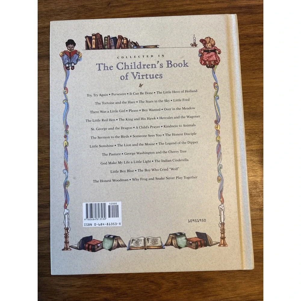 VG 1995 Hardcover First Edition The Children's Book of Virtues Bennett & Hague